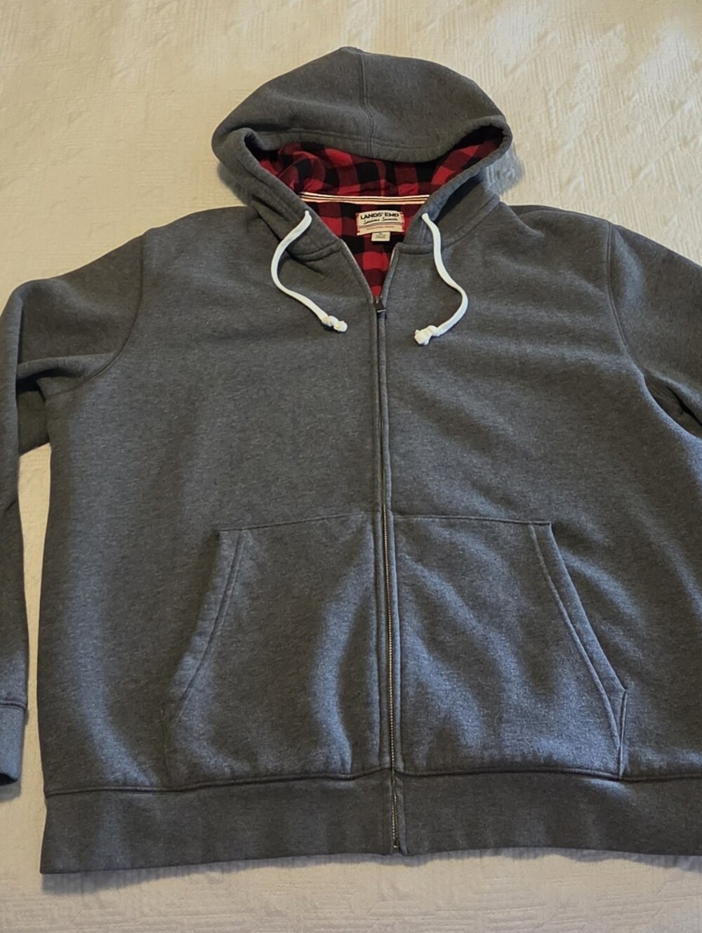 Lands' End "Serious Sweats" Flannel-Lined Men's Full-Zip Hoodie, Size XL